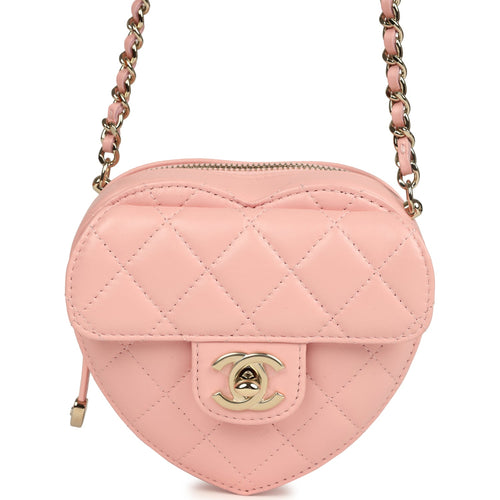 Chanel CC In Love Small Heart Bag with Chain Light Pink Lambskin Light Gold Hardware