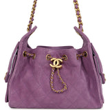 Chanel Mini 25 Hobo Bag Purple Suede Antique Gold Hardware