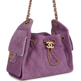 Chanel Mini 25 Hobo Bag Purple Suede Antique Gold Hardware