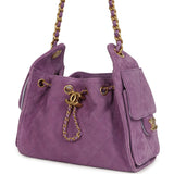 Chanel Mini 25 Hobo Bag Purple Suede Antique Gold Hardware