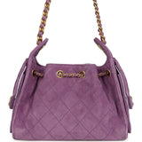Chanel Mini 25 Hobo Bag Purple Suede Antique Gold Hardware