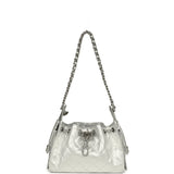 Chanel Mini 25 Hobo Bag Metallic Silver Caviar Silver Hardware