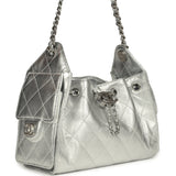 Chanel Mini 25 Hobo Bag Metallic Silver Caviar Silver Hardware