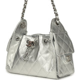 Chanel Mini 25 Hobo Bag Metallic Silver Caviar Silver Hardware
