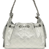 Chanel Mini 25 Hobo Bag Metallic Silver Caviar Silver Hardware