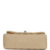 Chanel Mini Rectangular Flap Dark Beige Raffia Light Gold Hardware