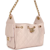 Chanel Mini 25 Hobo Bag Light Pink Caviar Antique Gold Hardware