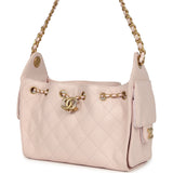Chanel Mini 25 Hobo Bag Light Pink Caviar Antique Gold Hardware