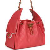 Chanel Small 25 Hobo Bag Coral Pink Caviar Antique Gold Hardware