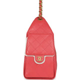 Chanel Small 25 Hobo Bag Coral Pink Caviar Antique Gold Hardware