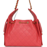 Chanel Small 25 Hobo Bag Coral Pink Caviar Antique Gold Hardware