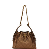 Chanel Small 25 Hobo Bag Metallic Metallic Bronze Caviar Light Gold Hardware