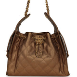 Chanel Small 25 Hobo Bag Metallic Metallic Bronze Caviar Light Gold Hardware