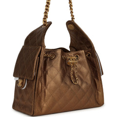 Chanel Small 25 Hobo Bag Metallic Bronze Caviar Light Gold Hardware
