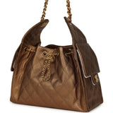 Chanel Small 25 Hobo Bag Metallic Metallic Bronze Caviar Light Gold Hardware