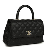 Chanel Mini Coco Top Handle Flap Bag Shiny Caviar Light Gold Hardware