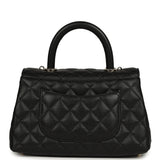 Chanel Mini Coco Top Handle Flap Bag Shiny Caviar Light Gold Hardware