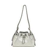 Chanel Mini 25 Hobo Bag Metallic Silver Caviar Silver Hardware