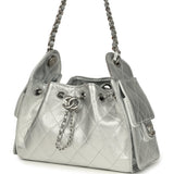 Chanel Mini 25 Hobo Bag Metallic Silver Caviar Silver Hardware