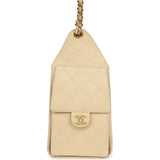 Chanel Small 25 Hobo Bag Light Beige Caviar Antique Gold Hardware