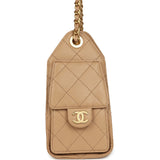 Chanel Mini 25 Hobo Bag Beige Caviar Antique Gold Hardware
