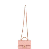 Chanel Mini Rectangular Flap Bag with CC Top Handle Pink Shiny Caviar Antique Gold Hardware