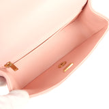 Chanel Mini Rectangular Flap Bag with CC Top Handle Pink Shiny Caviar Antique Gold Hardware