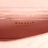 Chanel Mini Rectangular Flap Bag with CC Top Handle Pink Shiny Caviar Antique Gold Hardware