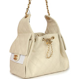 Chanel Small 25 Hobo Bag Light Beige Caviar Antique Gold Hardware - Thumbnail View 2