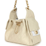 Chanel Small 25 Hobo Bag Light Beige Caviar Antique Gold Hardware - Thumbnail View 5