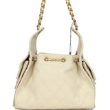 Chanel Small 25 Hobo Bag Light Beige Caviar Antique Gold Hardware - Thumbnail View 4