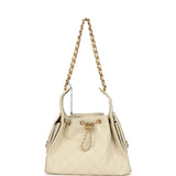 Chanel Small 25 Hobo Bag Light Beige Caviar Antique Gold Hardware - Thumbnail View 6