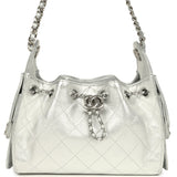 Chanel Mini 25 Hobo Bag Metallic Silver Caviar Silver Hardware