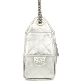 Chanel Mini 25 Hobo Bag Metallic Silver Caviar Silver Hardware
