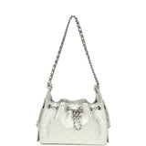 Chanel Mini 25 Hobo Bag Metallic Silver Caviar Silver Hardware