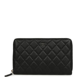 Chanel Classic Organizer Zip Wallet Black Lambskin Silver Hardware