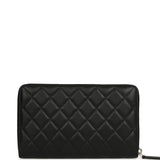 Chanel Classic Organizer Zip Wallet Black Lambskin Silver Hardware