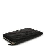 Chanel Classic Organizer Zip Wallet Black Lambskin Silver Hardware