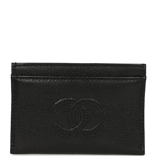 Chanel Classic CC Card Holder Wallet Black Shiny Caviar