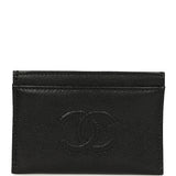 Chanel Classic CC Card Holder Wallet Black Shiny Caviar