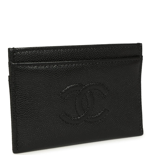 Chanel Classic CC Card Holder Wallet Black Shiny Caviar