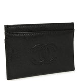 Chanel Classic CC Card Holder Wallet Black Shiny Caviar