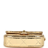Chanel Micro Top Handle Flap Bag with Chain Light Gold Mirror Calfskin Gold Hardware