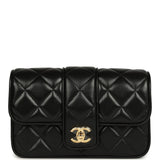 Chanel Mini Tab Flap Bag Black Lambskin Gold Hardware