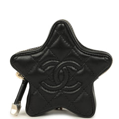 Chanel Mini Star Bag Charm Black Shiny Lambskin Light Gold Hardware