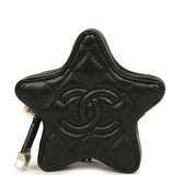 Chanel Mini Star Bag Charm Black Shiny Lambskin Light Gold Hardware