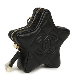 Chanel Mini Star Bag Charm Black Shiny Lambskin Light Gold Hardware