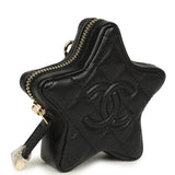 Chanel Mini Star Bag Charm Black Shiny Lambskin Light Gold Hardware