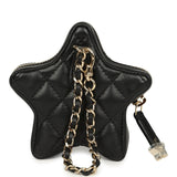 Chanel Mini Star Bag Charm Black Shiny Lambskin Light Gold Hardware