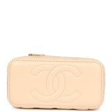 Chanel Small Top Handle Vanity Case Light Beige Lambskin Light Gold Hardware